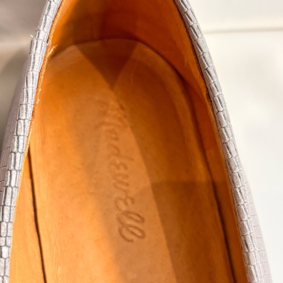 MADEWELL Sz 10 The Adelle Ballet Flat in Lizzard Embossed Leather In Light Grey - Picture 4 of 10